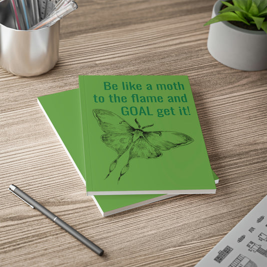 moth notebook, A5 notebook,  lined journal, goal setting, gift for her, gift for him, journaling, spiritual journaling, bullet journaling